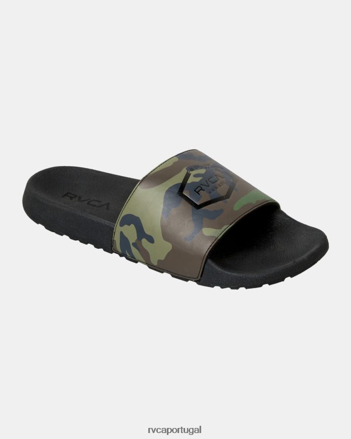 sapato RVCA unissex slides hexagonais da ilha preto N00F2H670