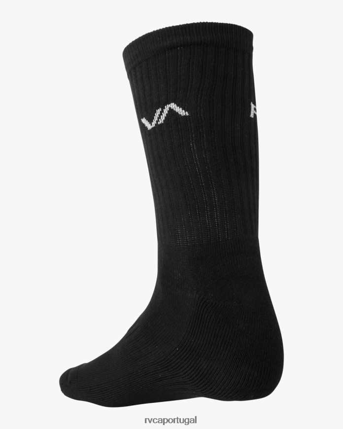 acessórios RVCA unissex Pacote de 2 meias básicas com logotipo preto N00F2H1043