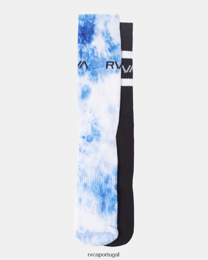 acessórios RVCA unissex Pacote de 2 meias tie-dye azul N00F2H729