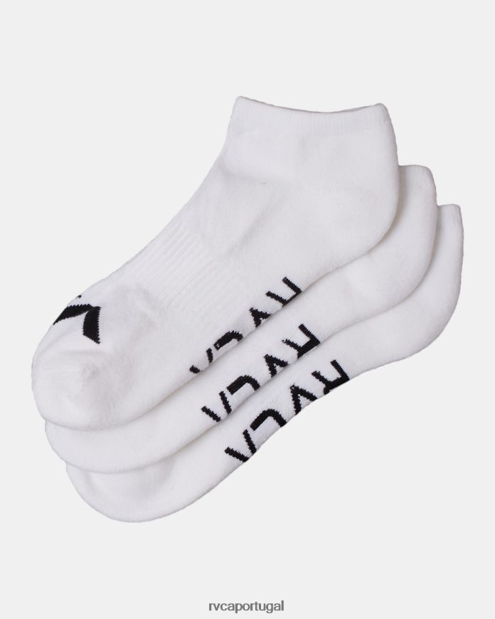 acessórios RVCA unissex Pacote de 3 meias super no-show com logotipo esportivo branco N00F2H666
