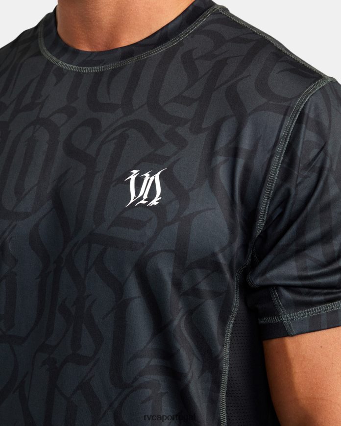 roupas RVCA homens blusa de manga curta com desempenho de ventilação esportiva thug rose preto N00F2H1003