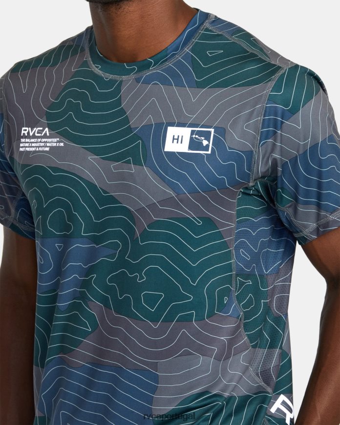 roupas RVCA homens blusa de treino de manga curta hawaii sport vent havaí topo camuflado N00F2H438