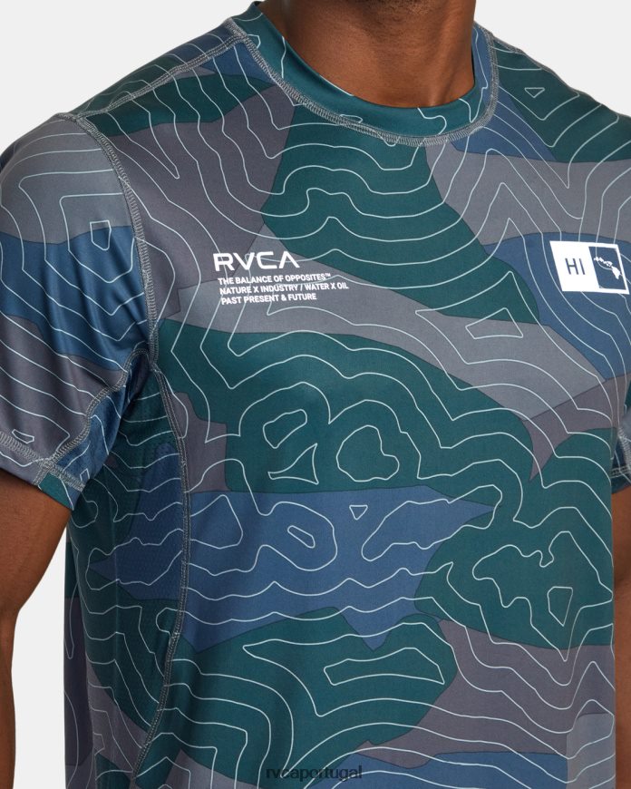 roupas RVCA homens blusa de treino de manga curta hawaii sport vent havaí topo camuflado N00F2H438
