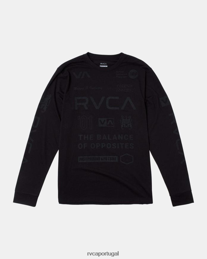 roupas RVCA homens camisa de treino manga longa de todas as marcas preto 2 N00F2H1060