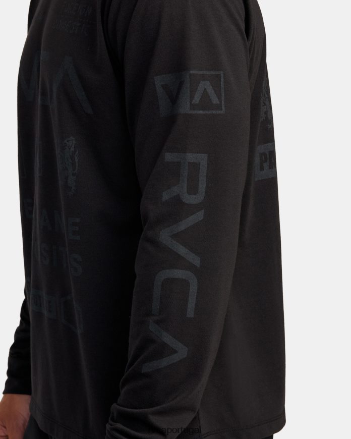 roupas RVCA homens camisa de treino manga longa de todas as marcas preto 2 N00F2H1060