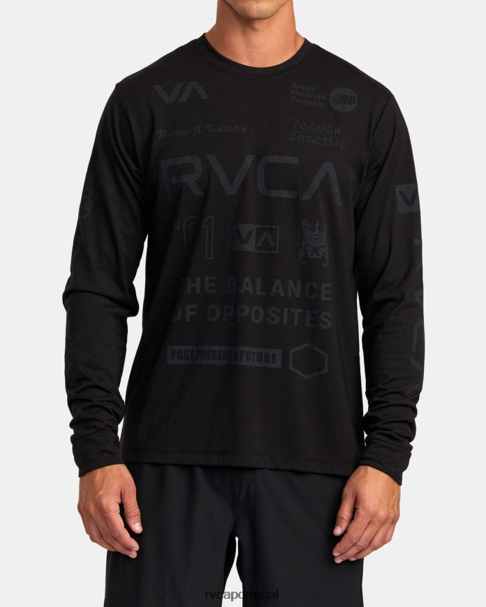 roupas RVCA homens camisa de treino manga longa de todas as marcas preto 2 N00F2H1060