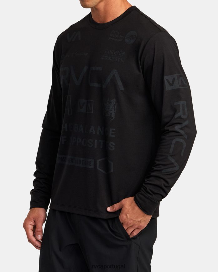 roupas RVCA homens camisa de treino manga longa de todas as marcas preto 2 N00F2H1060