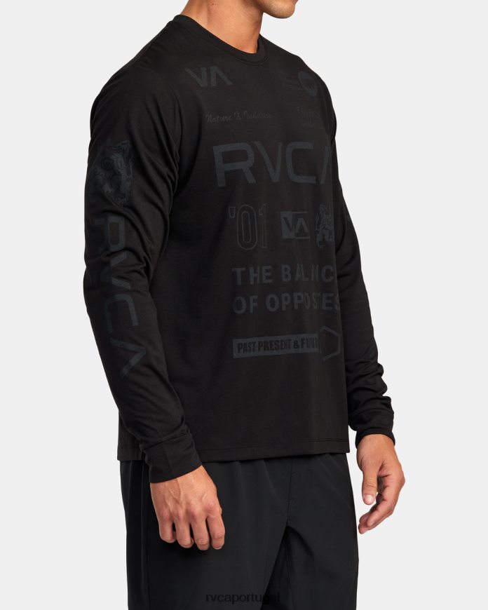 roupas RVCA homens camisa de treino manga longa de todas as marcas preto 2 N00F2H1060