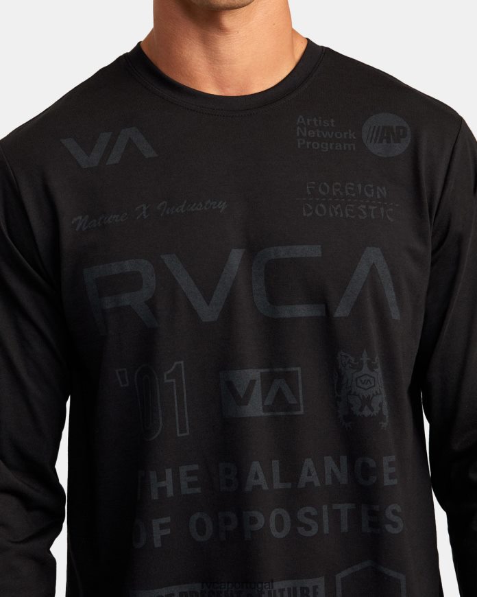 roupas RVCA homens camisa de treino manga longa de todas as marcas preto 2 N00F2H1060