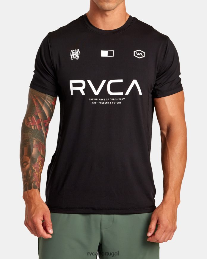 roupas RVCA homens camiseta de treinamento técnico com distintivo esportivo vent va preto N00F2H290