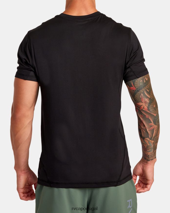 roupas RVCA homens camiseta de treinamento técnico com distintivo esportivo vent va preto N00F2H290