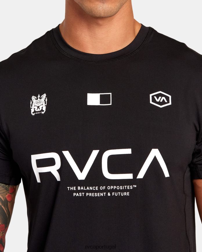 roupas RVCA homens camiseta de treinamento técnico com distintivo esportivo vent va preto N00F2H290