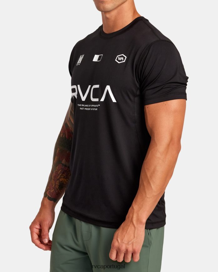 roupas RVCA homens camiseta de treinamento técnico com distintivo esportivo vent va preto N00F2H290