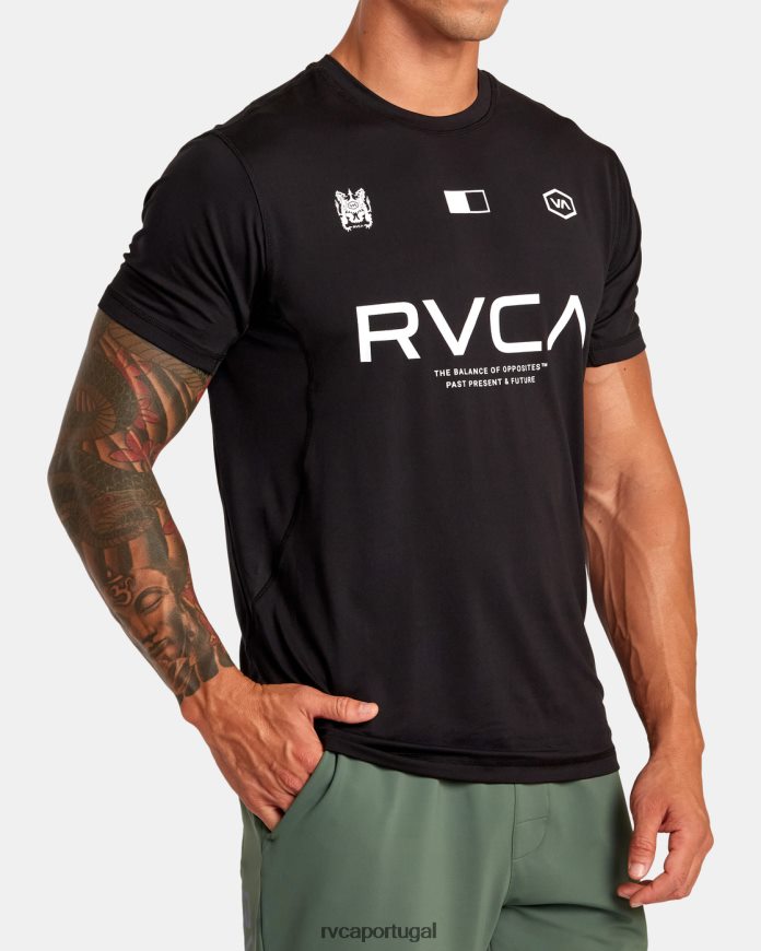 roupas RVCA homens camiseta de treinamento técnico com distintivo esportivo vent va preto N00F2H290