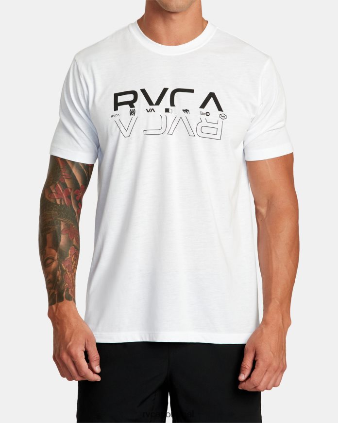 roupas RVCA homens camiseta dupla dividida branco N00F2H284
