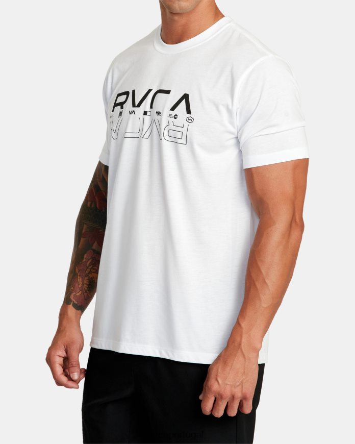 roupas RVCA homens camiseta dupla dividida branco N00F2H284