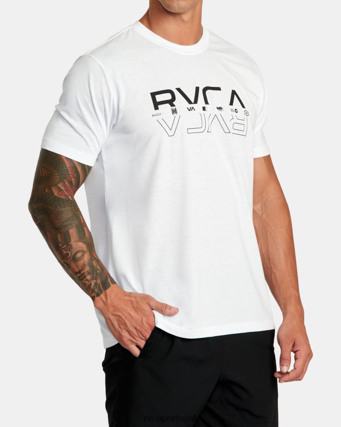 roupas RVCA homens camiseta dupla dividida branco N00F2H284