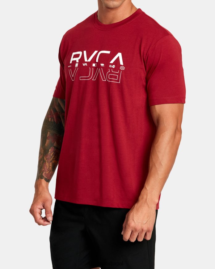 roupas RVCA homens camiseta dupla dividida cardeal N00F2H299