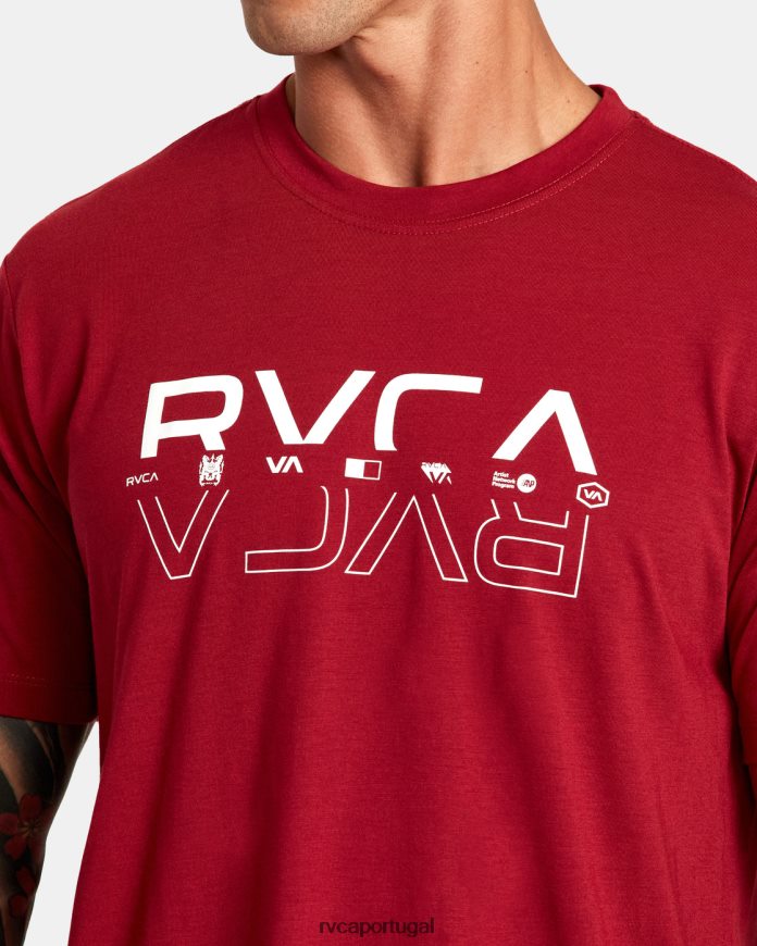 roupas RVCA homens camiseta dupla dividida cardeal N00F2H299