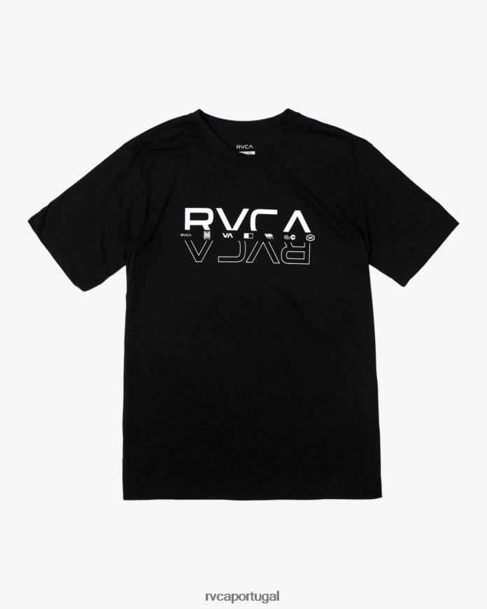 roupas RVCA homens camiseta dupla dividida preto N00F2H289