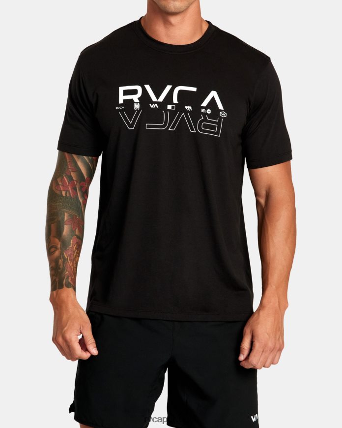roupas RVCA homens camiseta dupla dividida preto N00F2H289