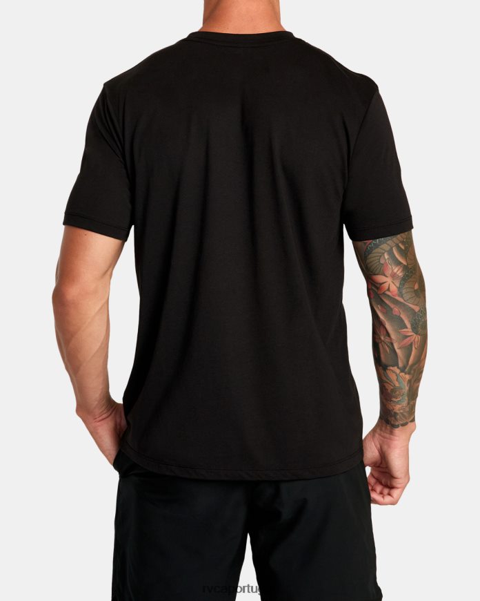 roupas RVCA homens camiseta dupla dividida preto N00F2H289