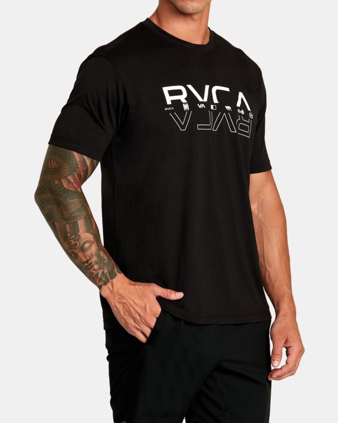 roupas RVCA homens camiseta dupla dividida preto N00F2H289