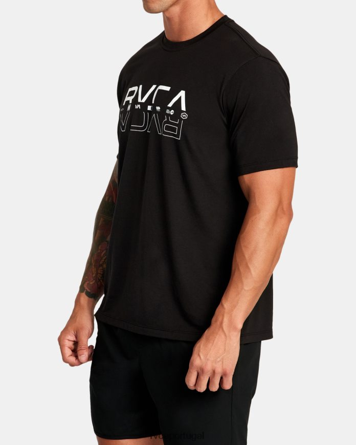 roupas RVCA homens camiseta dupla dividida preto N00F2H289