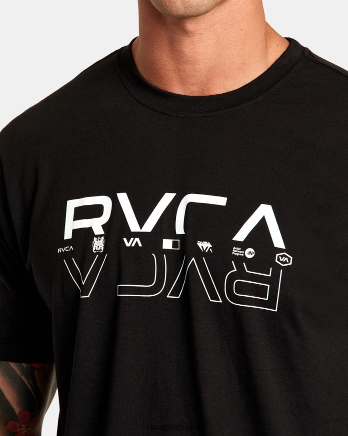 roupas RVCA homens camiseta dupla dividida preto N00F2H289