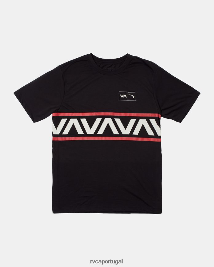 roupas RVCA homens camiseta havaiana com faixa va preto N00F2H907