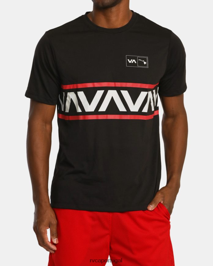 roupas RVCA homens camiseta havaiana com faixa va preto N00F2H907