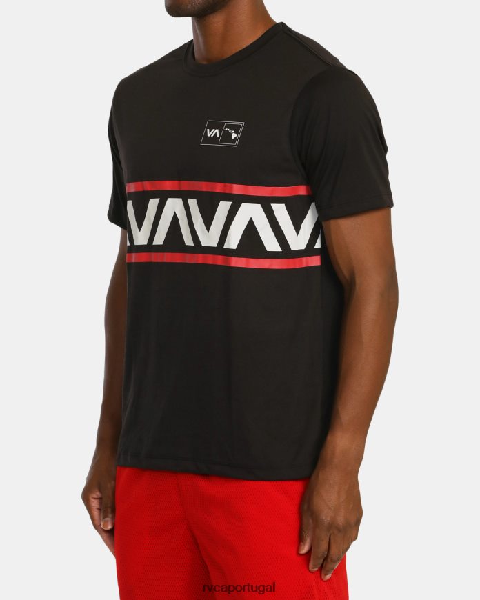 roupas RVCA homens camiseta havaiana com faixa va preto N00F2H907