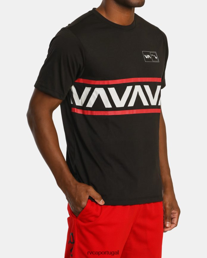 roupas RVCA homens camiseta havaiana com faixa va preto N00F2H907