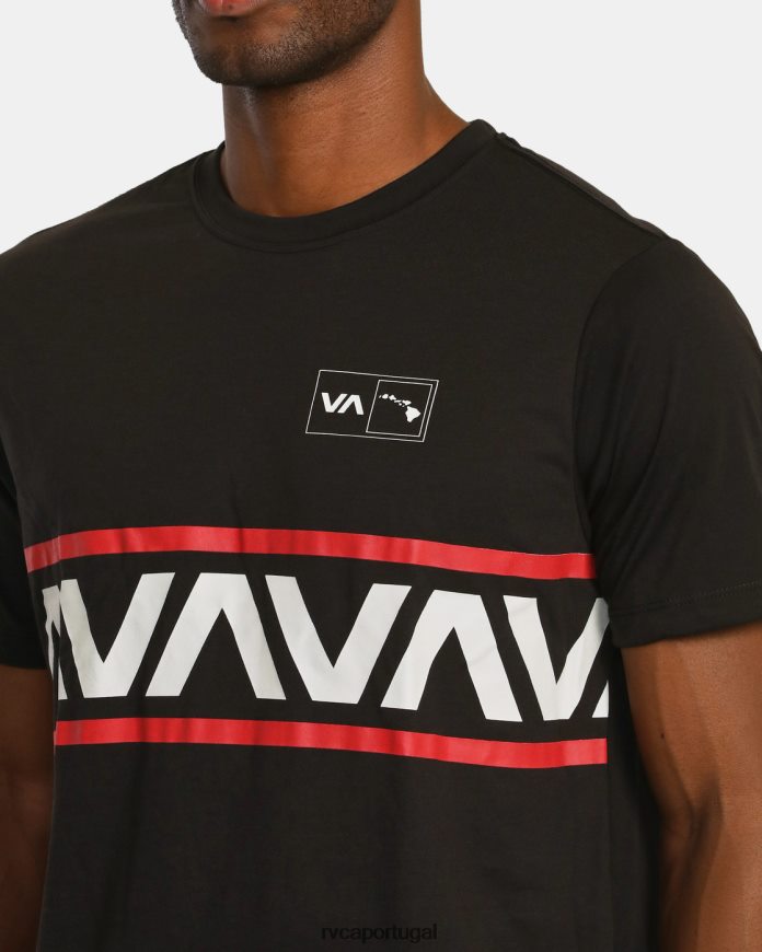 roupas RVCA homens camiseta havaiana com faixa va preto N00F2H907