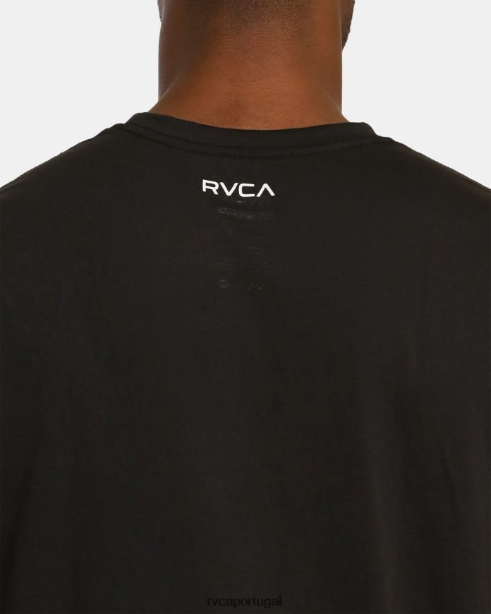 roupas RVCA homens camiseta havaiana com faixa va preto N00F2H907