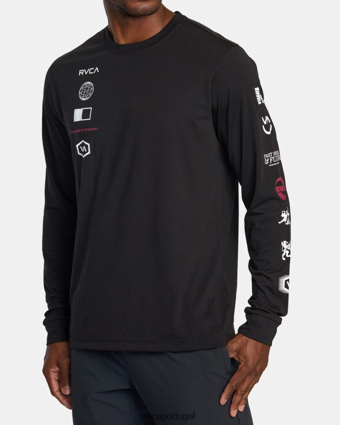 roupas RVCA homens camiseta manga longa arena preto N00F2H502