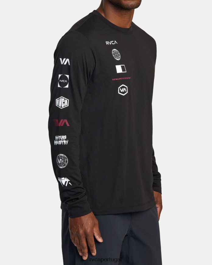 roupas RVCA homens camiseta manga longa arena preto N00F2H502