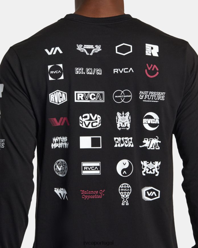 roupas RVCA homens camiseta manga longa arena preto N00F2H502