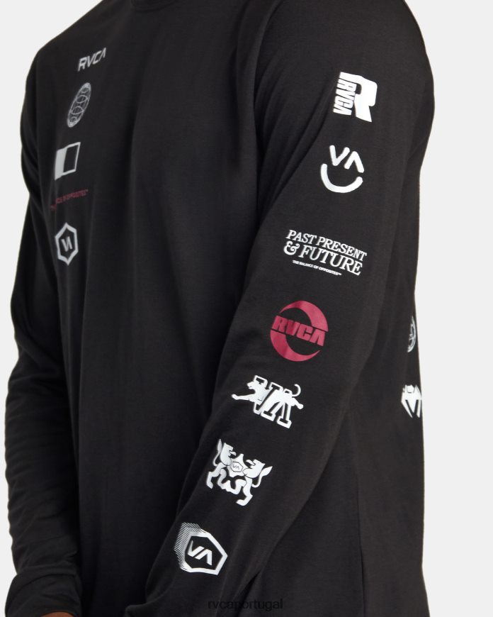 roupas RVCA homens camiseta manga longa arena preto N00F2H502