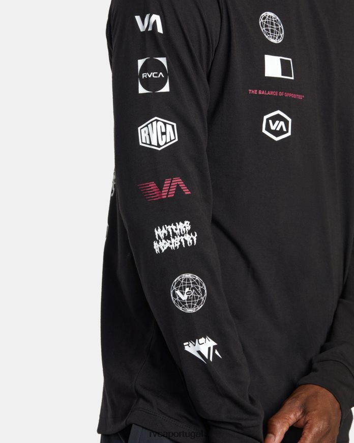 roupas RVCA homens camiseta manga longa arena preto N00F2H502