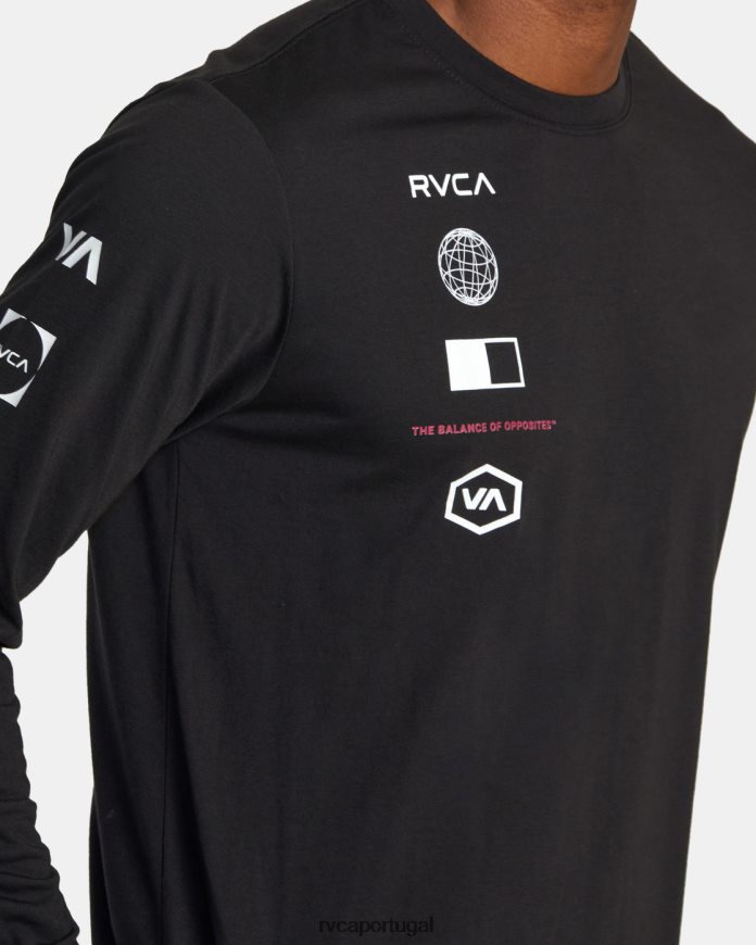 roupas RVCA homens camiseta manga longa arena preto N00F2H502