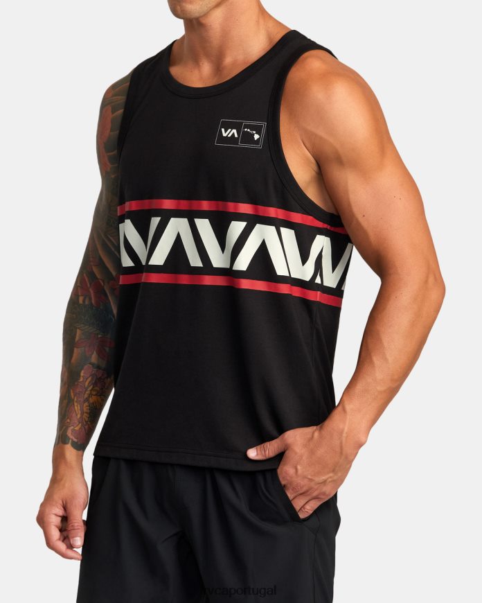 roupas RVCA homens camiseta regata havaiana preto N00F2H940