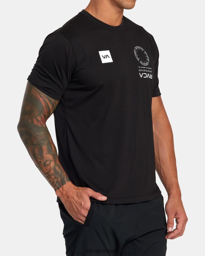 roupas RVCA homens camiseta va mark preto N00F2H584