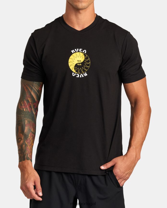 roupas RVCA homens camiseta va sport balance raios preto N00F2H358