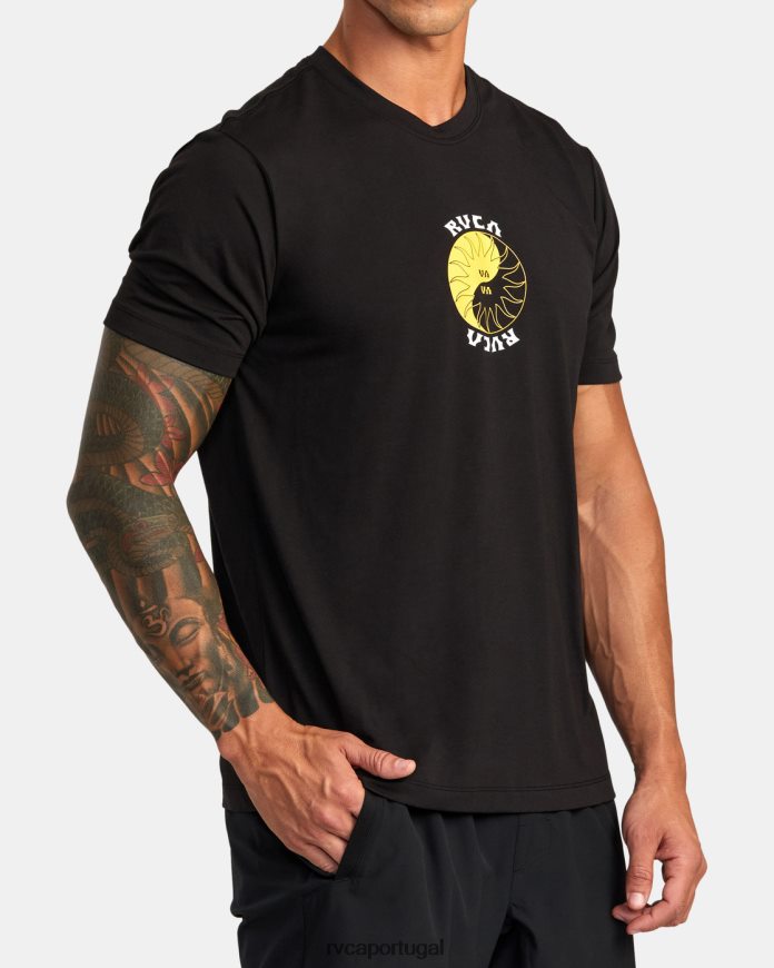 roupas RVCA homens camiseta va sport balance raios preto N00F2H358
