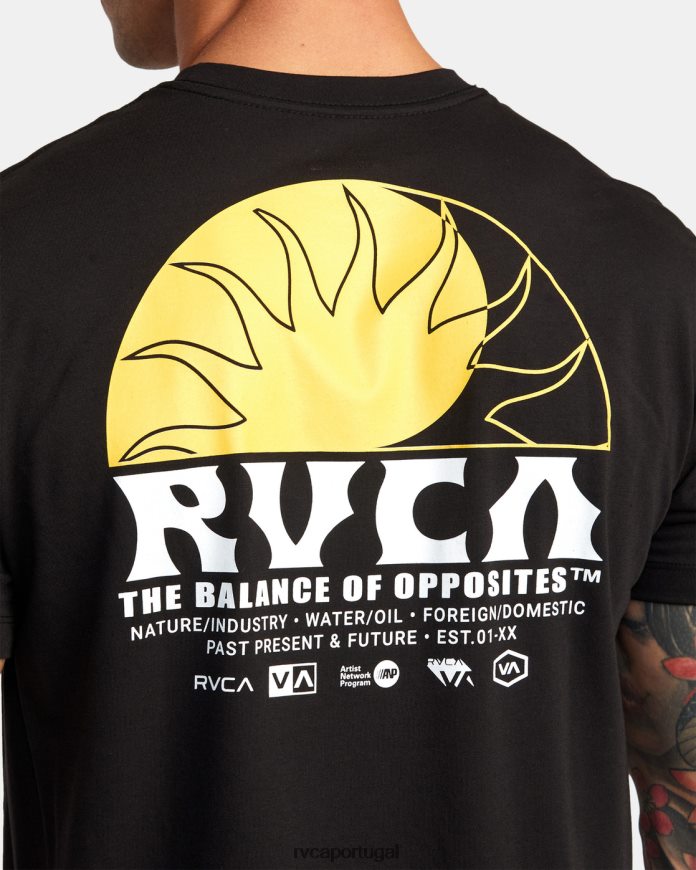 roupas RVCA homens camiseta va sport balance raios preto N00F2H358