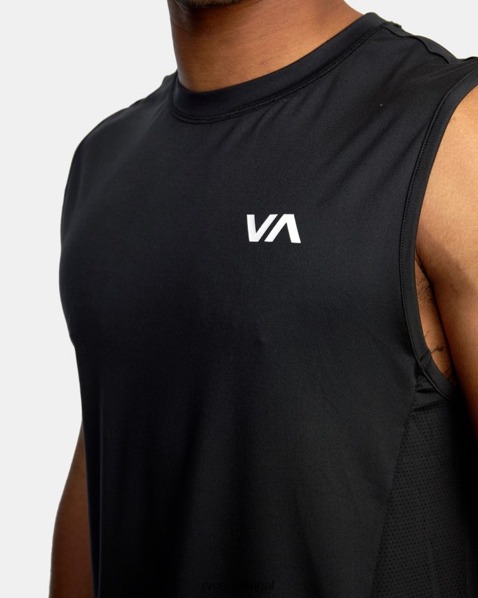 roupas RVCA homens regata muscular com ventilação esportiva preto N00F2H710