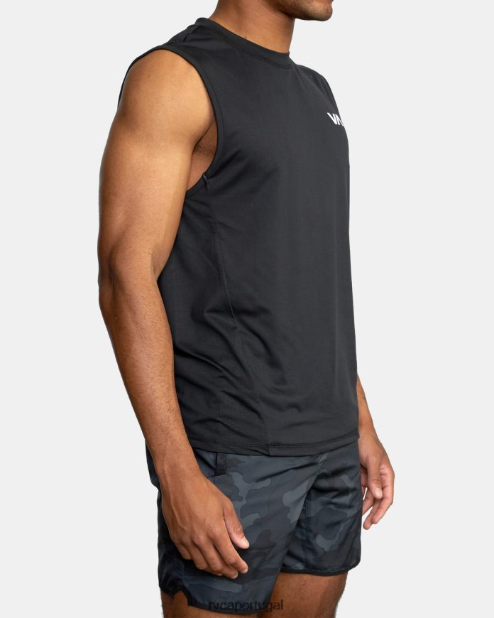 roupas RVCA homens regata muscular com ventilação esportiva preto N00F2H710