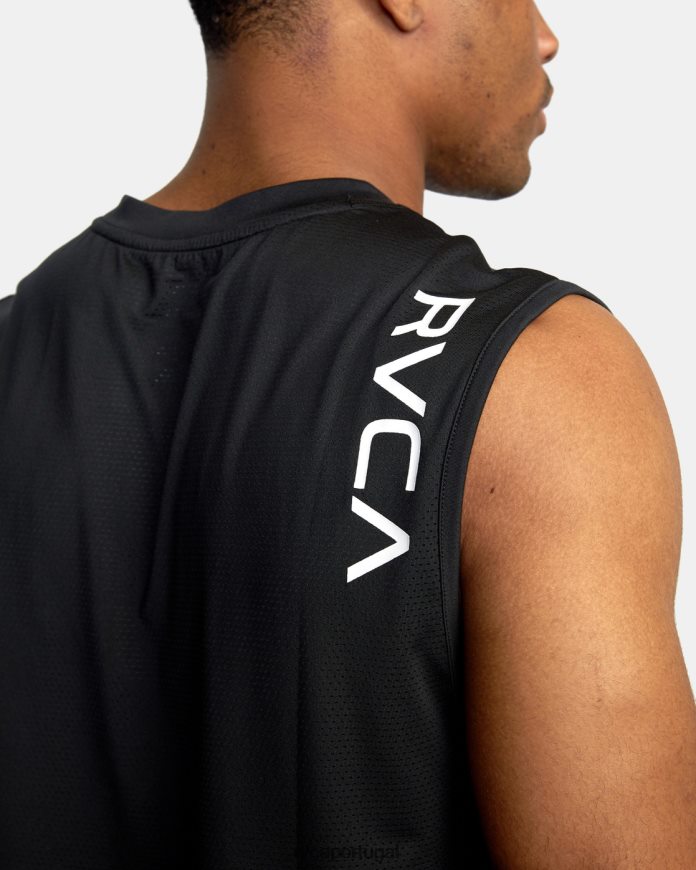 roupas RVCA homens regata muscular com ventilação esportiva preto N00F2H710