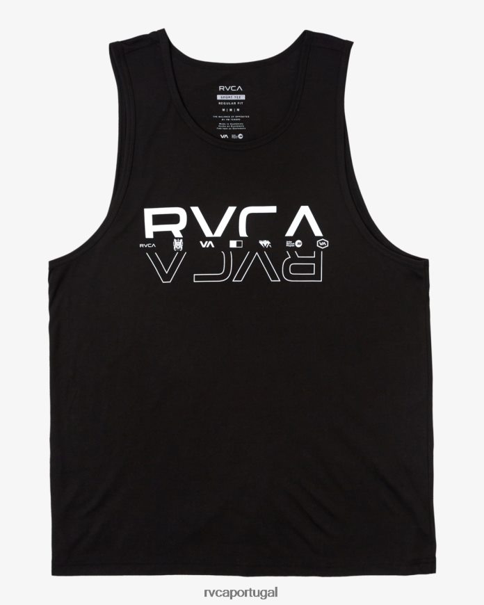 roupas RVCA homens tanque duplo dividido preto N00F2H282
